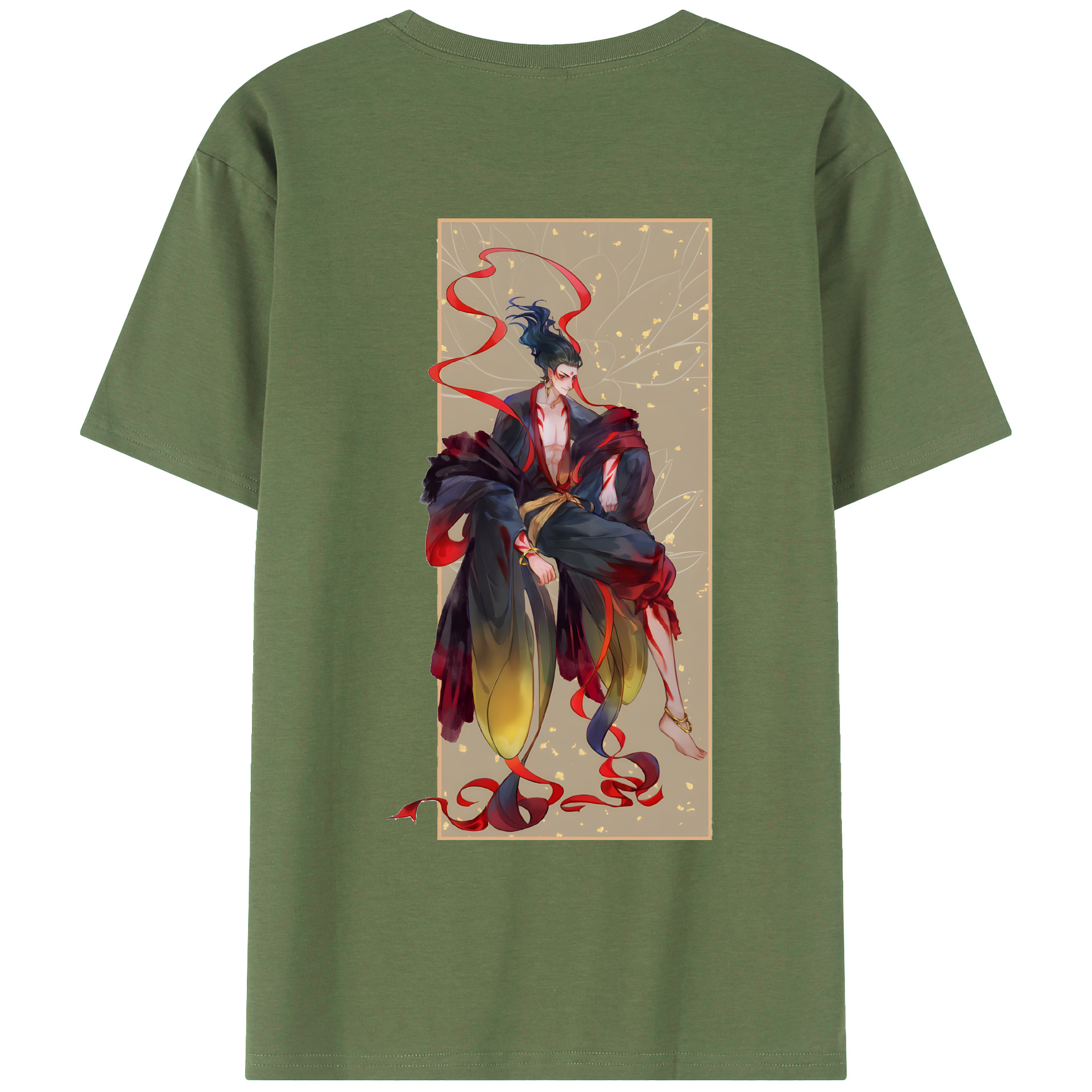 （画像用） Ne Zha 2 ナタ 魔童の大暴れ 綿100％ メンズ半袖Tシャツ（バックプリント） 通気性